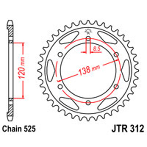 JT JT Rear Sprockets R/W 312-40T HON (253)